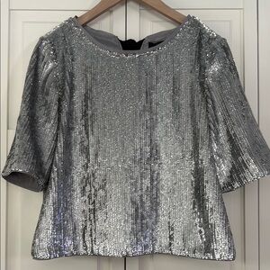 J. Crew Silver Sequin Boxy Blouse